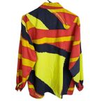 Betty Jackson England Shirt Womens 10 Long Sleeve Button Up Abstract Artsy Wool Red Photo 1