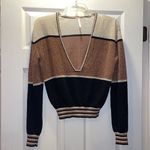 Free People Rose Gold Dust Plunging V sweater Photo 3