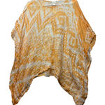 Chico's  Poncho Ruana L/XL Orange Tie Dye Lightweight 100% Linen Boho Photo 0