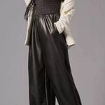 Anthropologie By  Faux Leather Balloon Jumpsuit size Large EUC black womens Photo 0