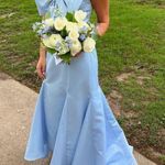 Mac Duggal Blue Strapless Bow Mermaid Gown Photo 2