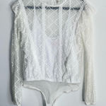 Free People  Goldie Ruffled‎ Lace Bodysuit Ivory Size S Cottagecore Soft Girl Photo 0