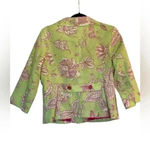 3 Sisters Green & Pink Lined Short Blazer Jacket Size Medium Floral Feminine Photo 3