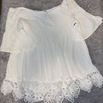 Rue 21  White Off Shoulder Lace Trim Bell Sleeve Top Photo 1
