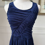 Plenty by Tracey Reese Anthropologie Blue Ruched Stretchy Fit and Flare Maxi Dre Photo 0