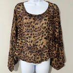 Rachel Zoe Women's Leopard Print Silk Blouse Size 0 Long Sleeve Photo 0