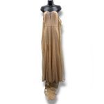 Alamour The Label Jocelina Beige Glitter Strapless Off Shoulder Cape Gown‎ Sz M Gold Size M Photo 2