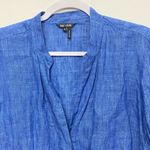 Nic+Zoe  Women’s Petite Large Linen Blue 3/4 Button Down Top Blouse Breathable Photo 3
