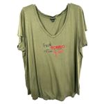 Torrid  Plus Size 2X Top‎ Pride Lesbian Olive Green Short Sleeve V Neck 513 Photo 6