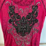 American Vintage Y2K Indie Sleaze McBling Hot Pink Black Fairy Grunge Fitted Scene Shirt Large Photo 5