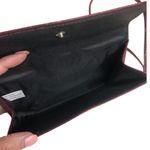 Deep Red Faux Leather Croc Textured Mini Fold Snap Purse Handbag Photo 2