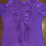 Women Long Sleeve Open Ruffled Front Cardigan in Purple Size undefined Photo 3