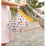 Bontime Wet Bag Diapers Laundry Swim Suit Pouch Stroller Double Zip Expandable Orange Photo 1