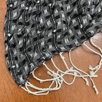 Black and white sequin fringe rectangle scarf Photo 1