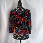 Christian Siriano Bold Colorful Maximal Print Stretchy Neckline Crop Top Size LG Black Photo 1