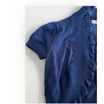 Cato  Women Sweater Large Dark Blue Cardigan Open Front Ruffle Trim Y2K Retro‎ Photo 2