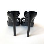 Rouge Helium  | Black Patent Leather Square Toe Heeled Mules Sz 8 Photo 7