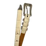 Coldwater Creek Cream Leather Western Skinny Belt Silver Hardware Size XL Photo 2