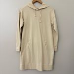Toad&Co Cream Organic Cotton Long Sleeve Hooded Sweatshirt Dress Size S Tan Photo 2