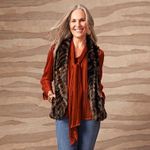 Chico's  Shadow Stripe Removable Scarf‎ Blouse Sz 2 (US 12/14) Long Sleeve Career Photo 1