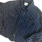 American Eagle  Outfitters Cropped Frayed Hem Striped Long Sleeve Shirt, Sz L Photo 8