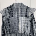 English Factory Women’s XS  Navy Blue White Tie Dye Smocked Ruffle Preppy Dress Photo 4