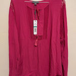 Joseph A  Boho Crochet Lace Tassel Blouse Size XL Raspberry NWT Photo 0