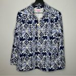 Lilly Pulitzer Skipper Popover Bright Navy Tons of Fun Half Zip Size L Photo 1