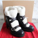 Christian Louboutin Black Cream Pole Chic 70mm Shearling Heeled Ankle Boot Photo 2