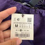 ZARA Purple Metallic Bodycon Stretch Sleeveless Ruffled Shiny Mini Dress Medium Photo 6