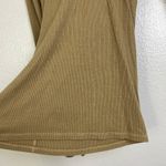 Enya Costa Long Sleeve Top Womens Size XS/Small Tan Ribbed Knit V Neck Fitted Brown Photo 3