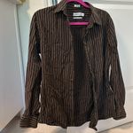Calvin Klein Modern Fit Brown Striped Button Up Photo 0