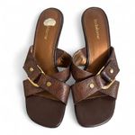 Liz Claiborne VTG. Y2K  BROWN LEATHER BUCKLE STRAPPY HEEL SANDALS‎ 7.5. Photo 5
