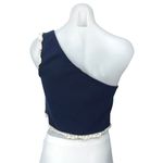 ZARA Blue White Ruffle One Shoulder Sleeveless Cami Camisole Crop Tank Top Sz M Photo 1