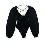 Princess Polly  Bodysuit 0 Black Long Sleeve Balloon Sleeve Y2K Photo 2