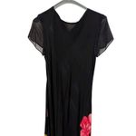 Black Floral Maxi Dress Sheer Sleeve V Neck Evening Formal Gown Elegant vintage Size 4 Photo 1