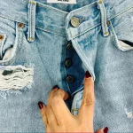 GRLFRND Helena Straight Jeans Women's 25 Blue High Rise Button Fly Distressed Photo 5