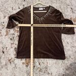 Quacker Factory Brown Velour Top with Rhinestone Pearl Detail at Neck Photo 2