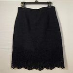 Rebecca Taylor Pique Floral Lace-Hem Fitted Tube Skirt in Black Size 8 Photo 0