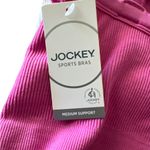 NWT Jockey Pink and White Ribbed Sports Bra size small Photo 4