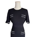 J.Crew - NWT Short-Sleeve Cable-Knit Sweater Dress in Black Ivory Trim Sz L Photo 4