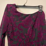 Lucy in the Sky - Purple & Black Floral Velvet One Bell Sleeve Mini Dress- Size L Photo 3