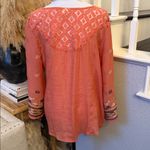 Anthropologie Fig & Flower Coral Orange Embroidered Tunic Top Size Large Photo 3