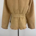 Faded Glory  Y2K Tan Blonde Faux Suede V Neck Ruffle Trim Button Up Blazer Jacket Photo 6
