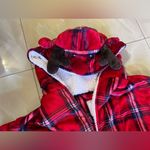 Peaches and Dreams Reindeer Plaid Bathrobe Christmas Red blue Size XL Photo 5