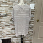 Max Studio  women linen top hi-low striped Sz M oversized Photo 5