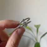 Silver Double Band Ring Flower Cubic Zirconia Vtg 90s Jewelry Girlhoodcore Y2K Photo 0