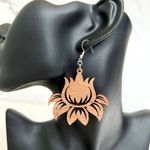 Wooden Flower Cutout Earrings Brown Photo 1