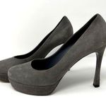 Yves Saint Laurent Grey Suede Gisele Platform Heels 37/US 7 Gray Size 6 Photo 1