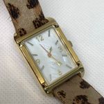 Stella & Dot  women gold tone watch quartz analog 20mm mop dial leather running Photo 2